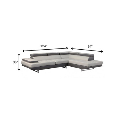 The Arcadia – Gray Leather L-Shaped Corner Sectional