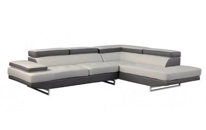 The Arcadia – Gray Leather L-Shaped Corner Sectional