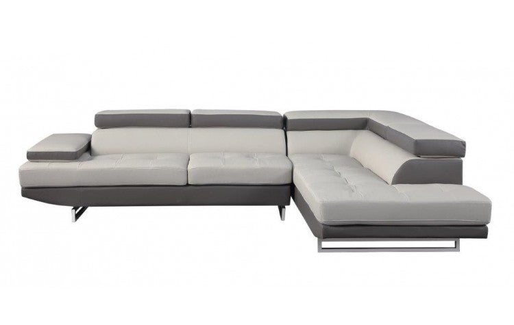 The Arcadia – Gray Leather L-Shaped Corner Sectional