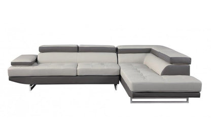 The Arcadia – Gray Leather L-Shaped Corner Sectional