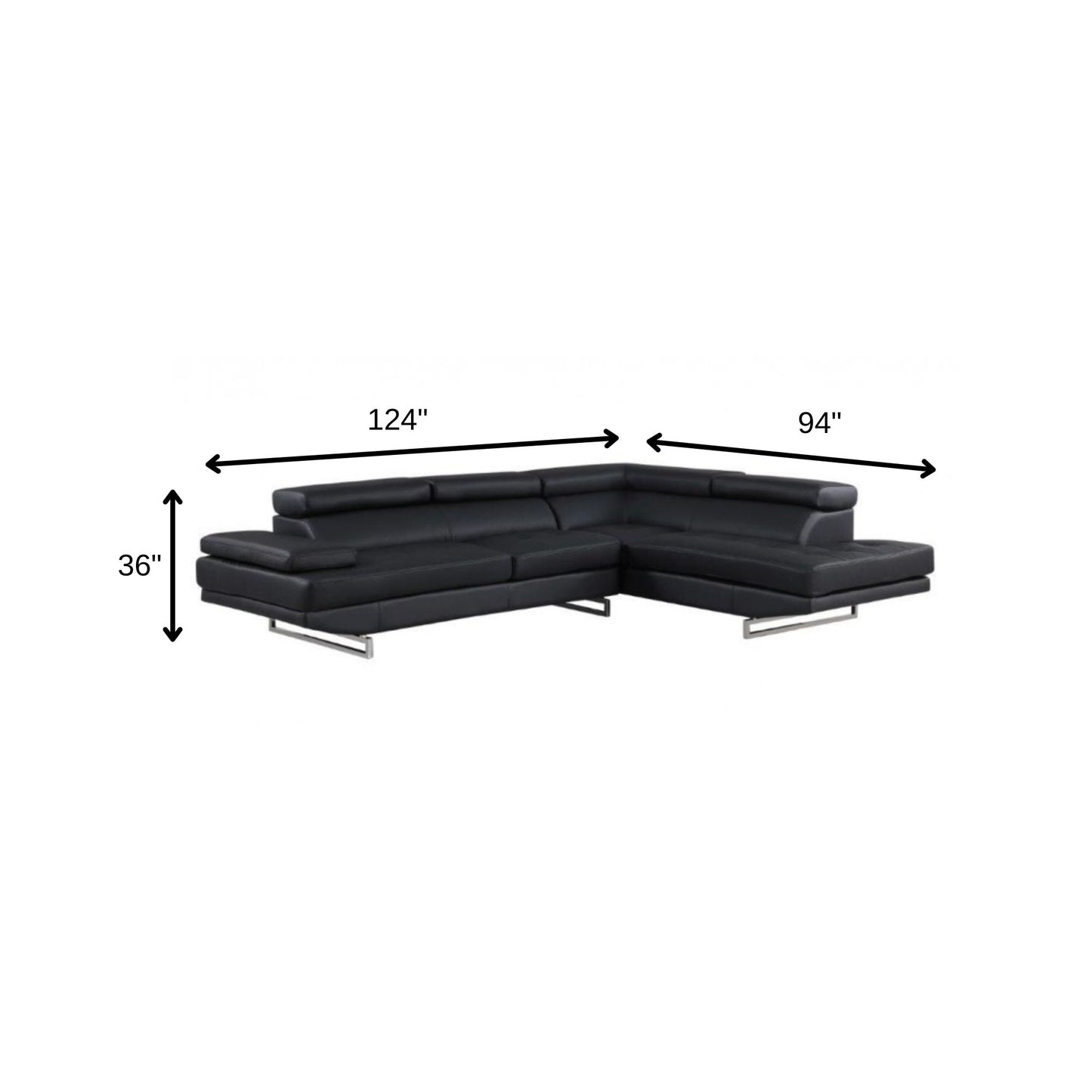Verona Leather Sectional – Black