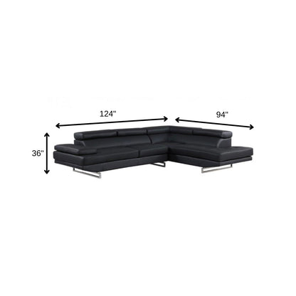 Verona Leather Sectional – Black