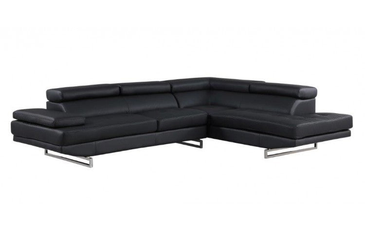 Verona Leather Sectional – Black