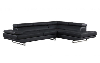 Verona Leather Sectional – Black