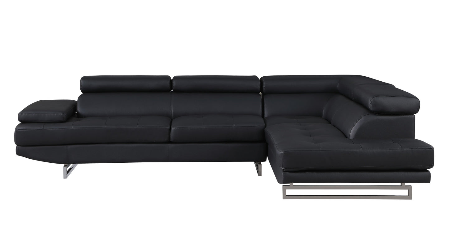 Verona Leather Sectional – Black
