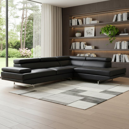 Verona Leather Sectional – Black