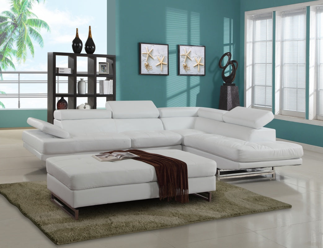 Verona Leather Sectional – White