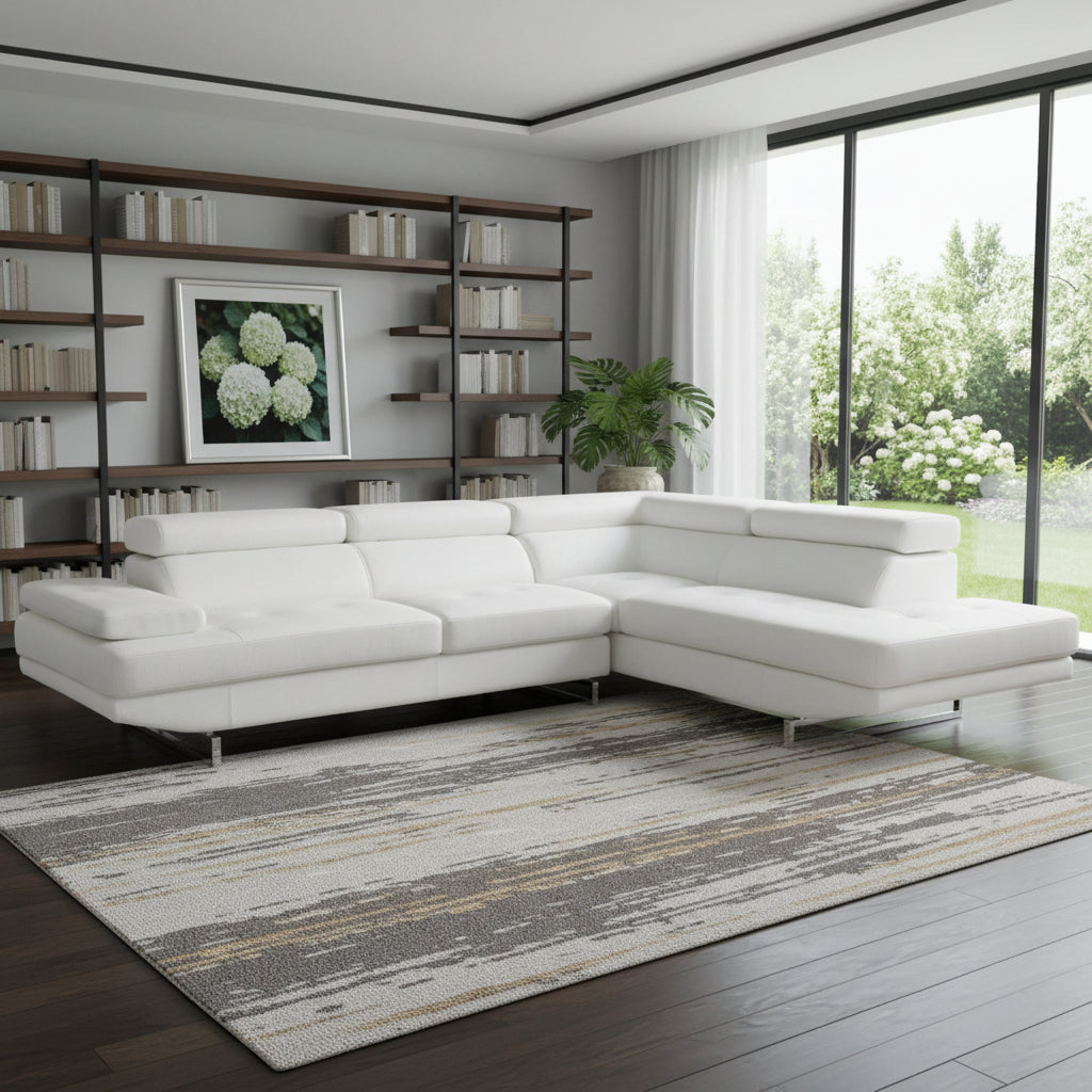 Verona Leather Sectional – White