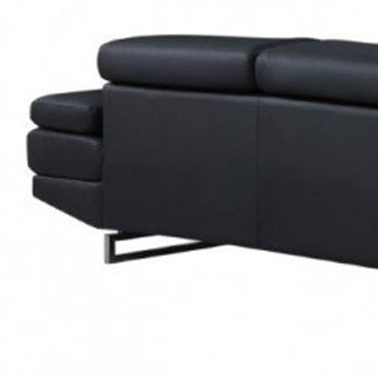 The Caldern – Black Faux Leather L-Shaped Two Piece Corner Sectional