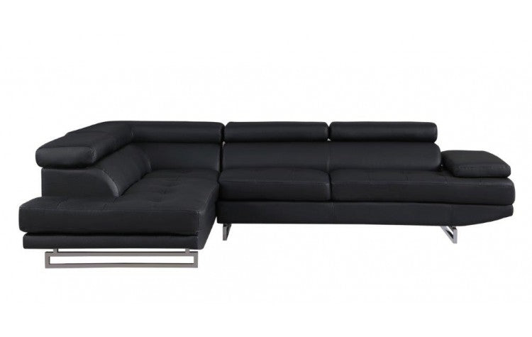 The Caldern – Black Faux Leather L-Shaped Two Piece Corner Sectional