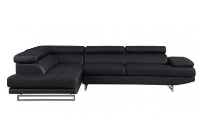 The Caldern – Black Faux Leather L-Shaped Two Piece Corner Sectional
