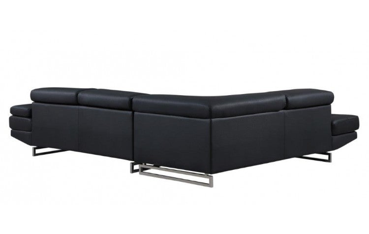 The Caldern – Black Faux Leather L-Shaped Two Piece Corner Sectional