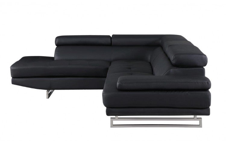 The Caldern – Black Faux Leather L-Shaped Two Piece Corner Sectional