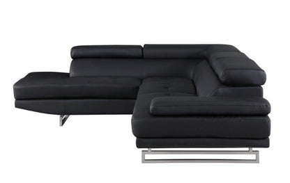 The Caldern – Black Faux Leather L-Shaped Two Piece Corner Sectional