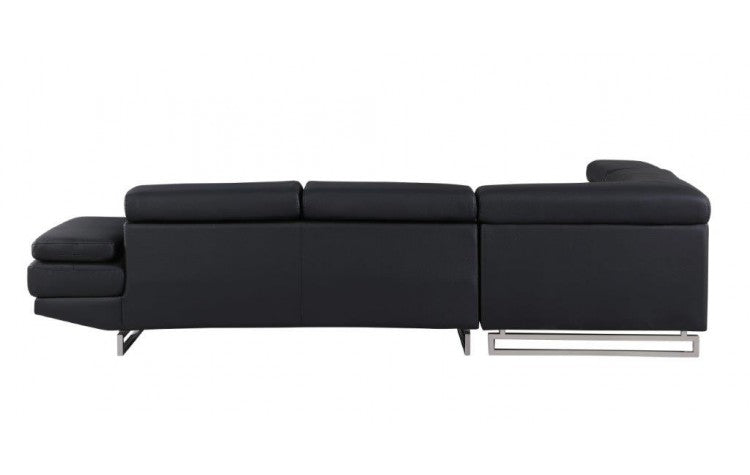 The Caldern – Black Faux Leather L-Shaped Two Piece Corner Sectional
