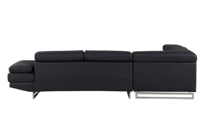 The Caldern – Black Faux Leather L-Shaped Two Piece Corner Sectional