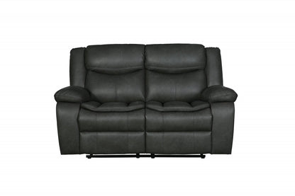 The Hartley – Gray Faux Leather Manual Reclining Loveseat