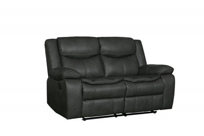 The Hartley – Gray Faux Leather Manual Reclining Loveseat