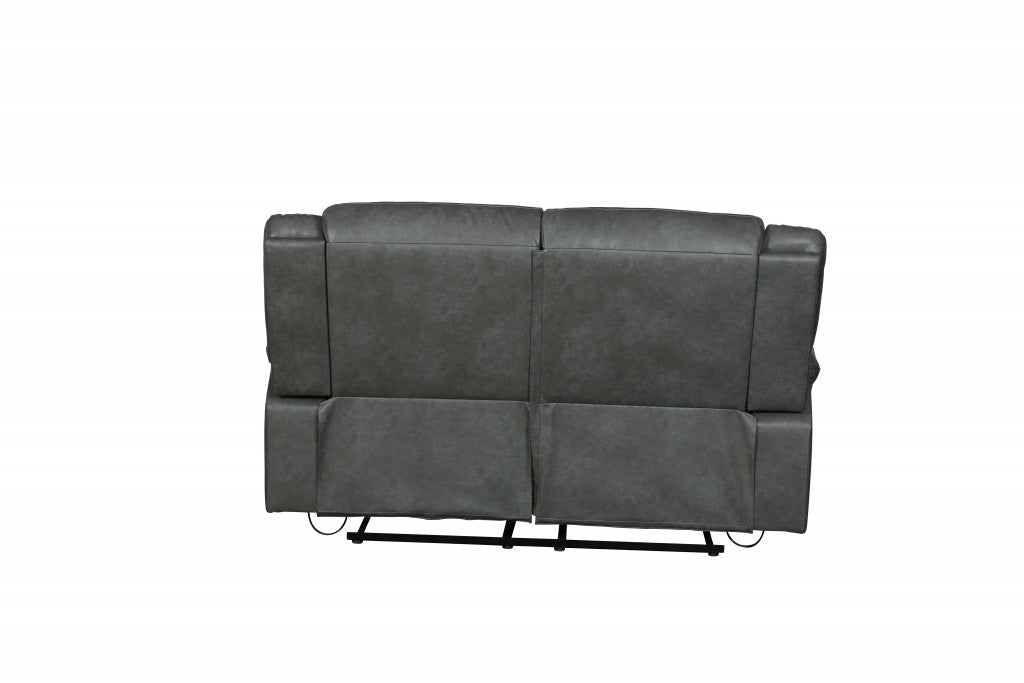 The Hartley – Gray Faux Leather Manual Reclining Loveseat