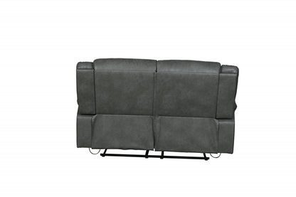 The Hartley – Gray Faux Leather Manual Reclining Loveseat