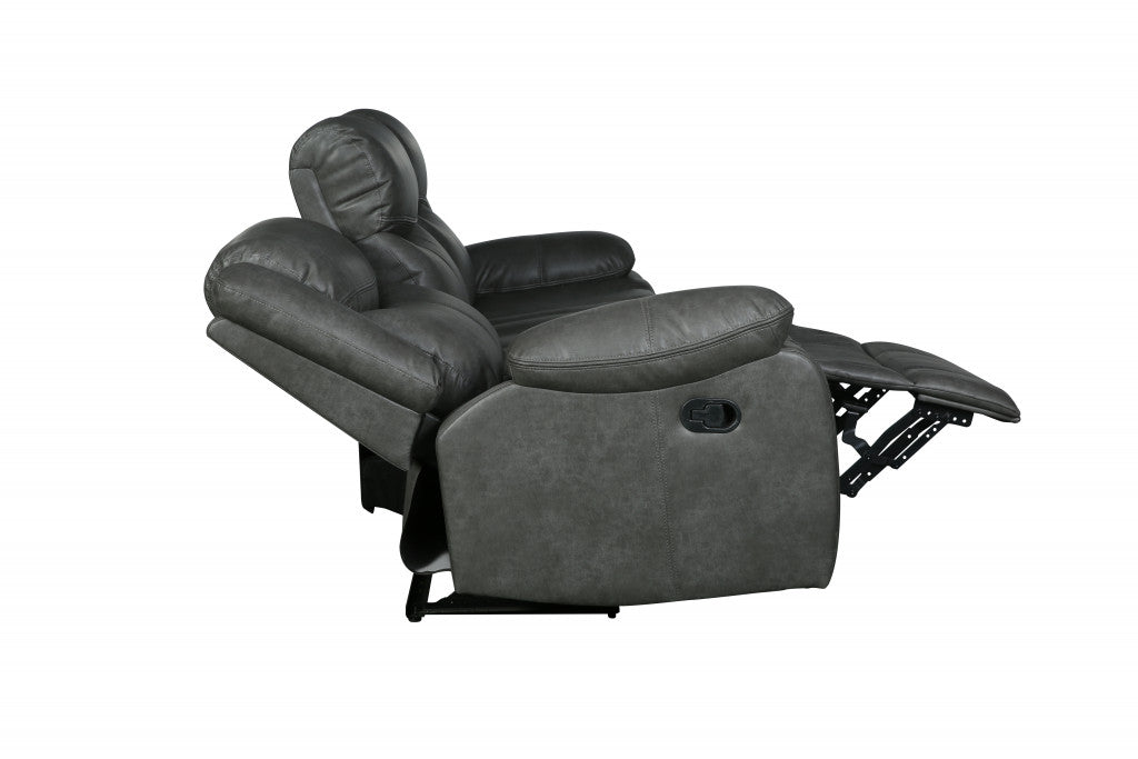 The Hartley – Gray Faux Leather Manual Reclining Loveseat