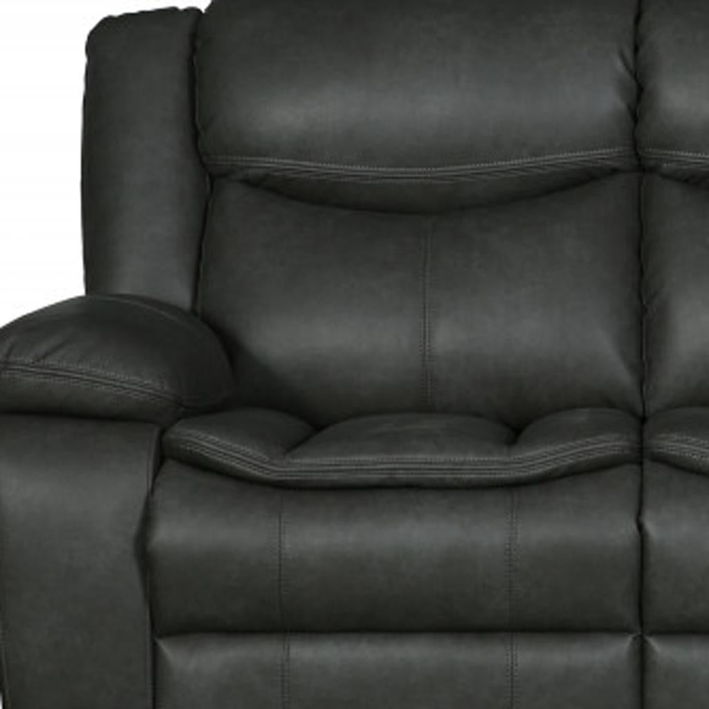 The Hartley – Gray Faux Leather Manual Reclining Loveseat