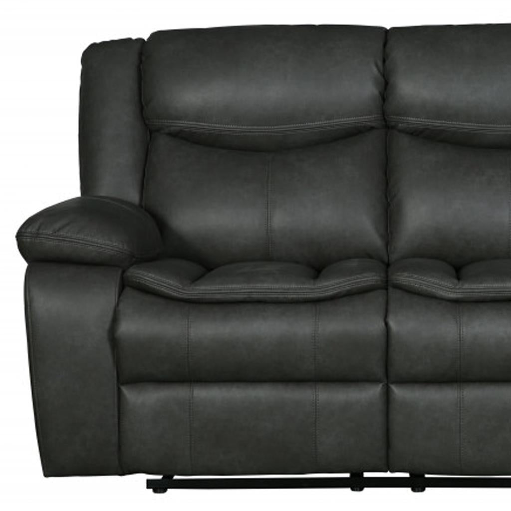The Hartley – Gray Faux Leather Manual Reclining Loveseat