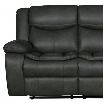 The Hartley – Gray Faux Leather Manual Reclining Loveseat