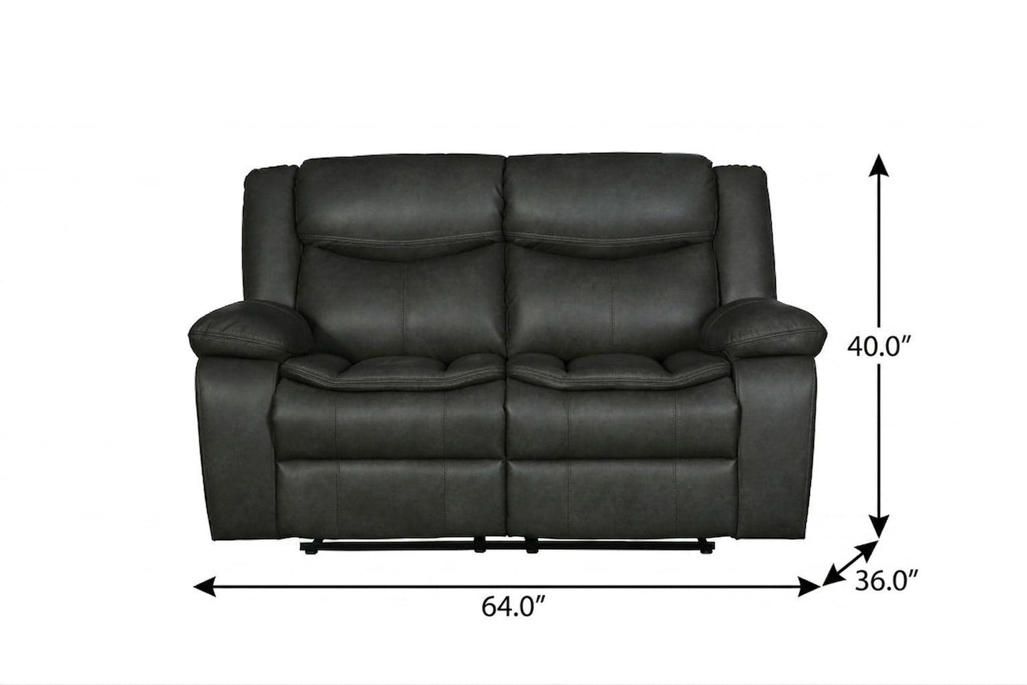 The Hartley – Gray Faux Leather Manual Reclining Loveseat
