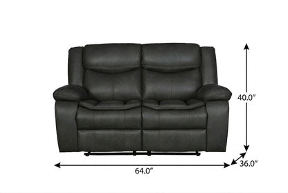 The Hartley – Gray Faux Leather Manual Reclining Loveseat
