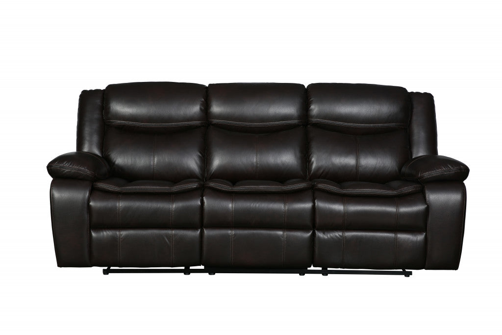 Barnett Reclining Sofa – Brown Faux Leather