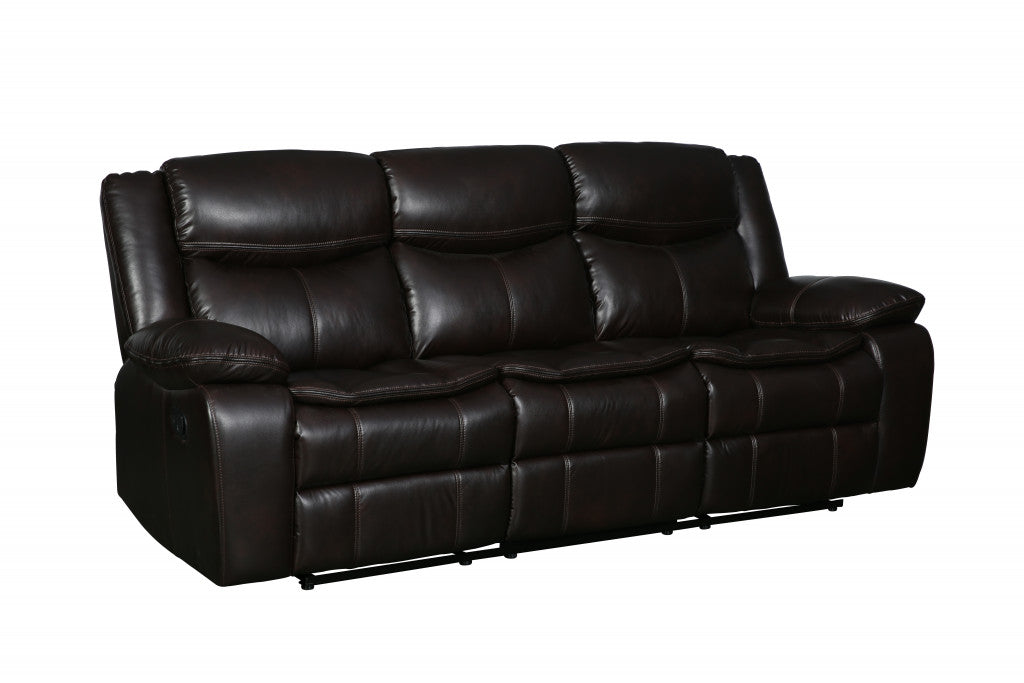 Barnett Reclining Sofa – Brown Faux Leather