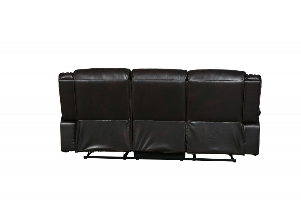 Barnett Reclining Sofa – Brown Faux Leather