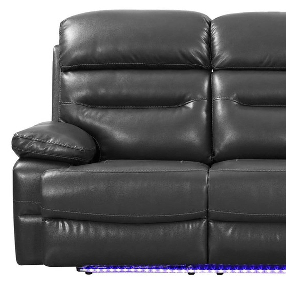 The Voltaris – Gray Faux Leather USB Power Sofa