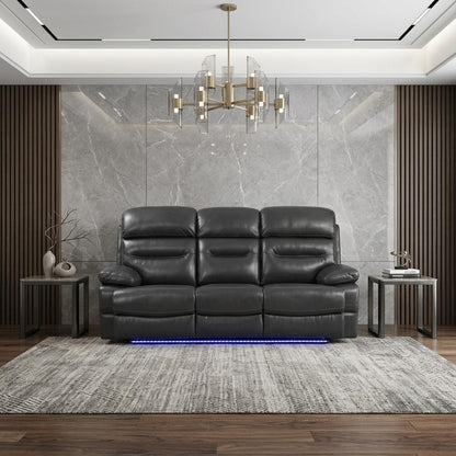 The Voltaris – Gray Faux Leather USB Power Sofa