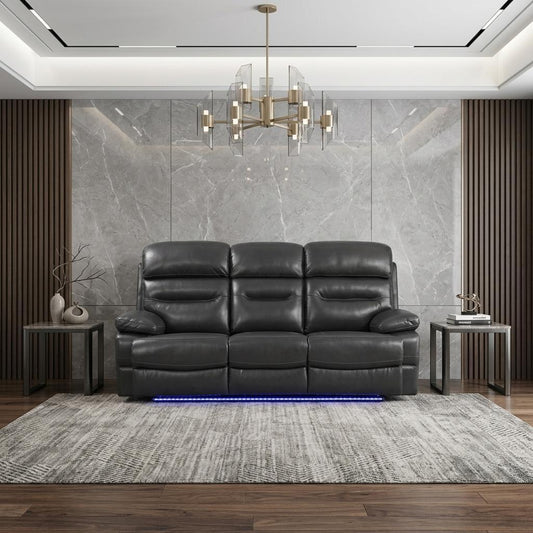 The Voltaris – Gray Faux Leather USB Power Sofa