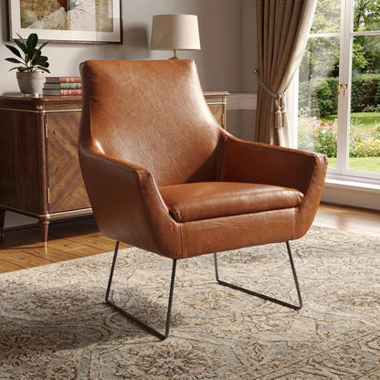 The Congaree – Brown & Black Faux Leather Distressed Arm Chair