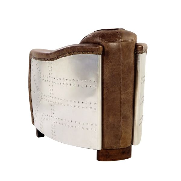 The Saluda – Brown Faux Leather Distressed Barrel Chair