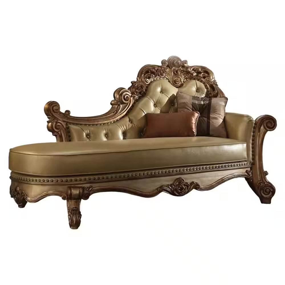 The Valmoria – Bone & Pearl Faux Leather Tufted Lounge Chair