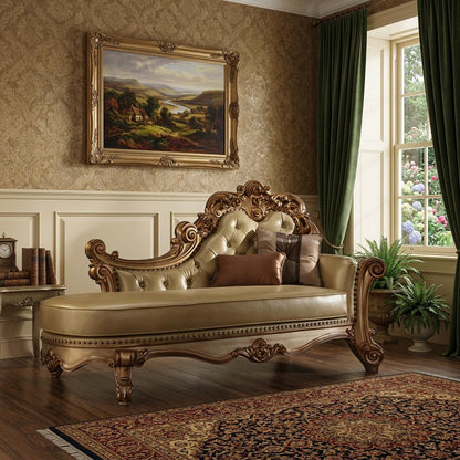 The Valmoria – Bone & Pearl Faux Leather Tufted Lounge Chair