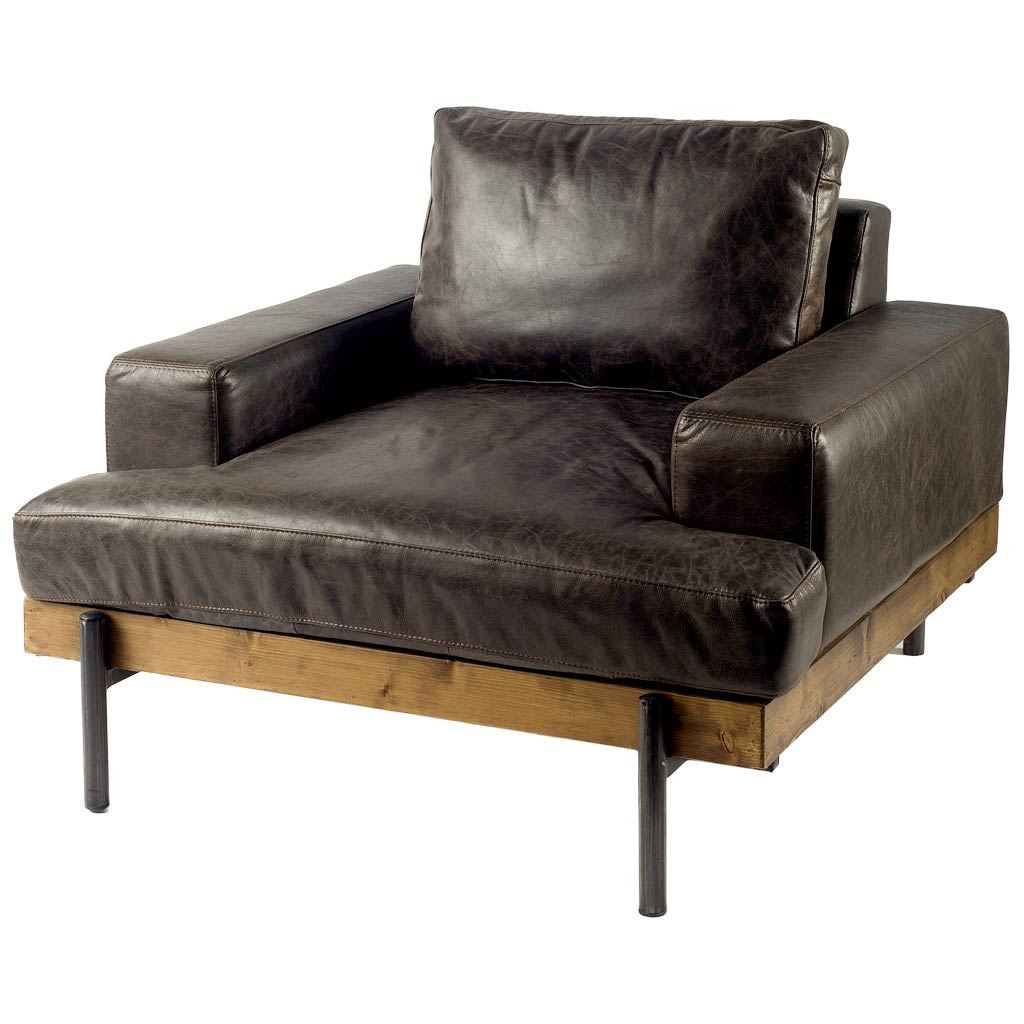 The Catawba – Black Faux Leather Distressed Club Chair