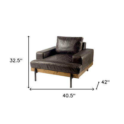 The Catawba – Black Faux Leather Distressed Club Chair