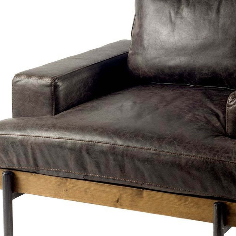 The Catawba – Black Faux Leather Distressed Club Chair