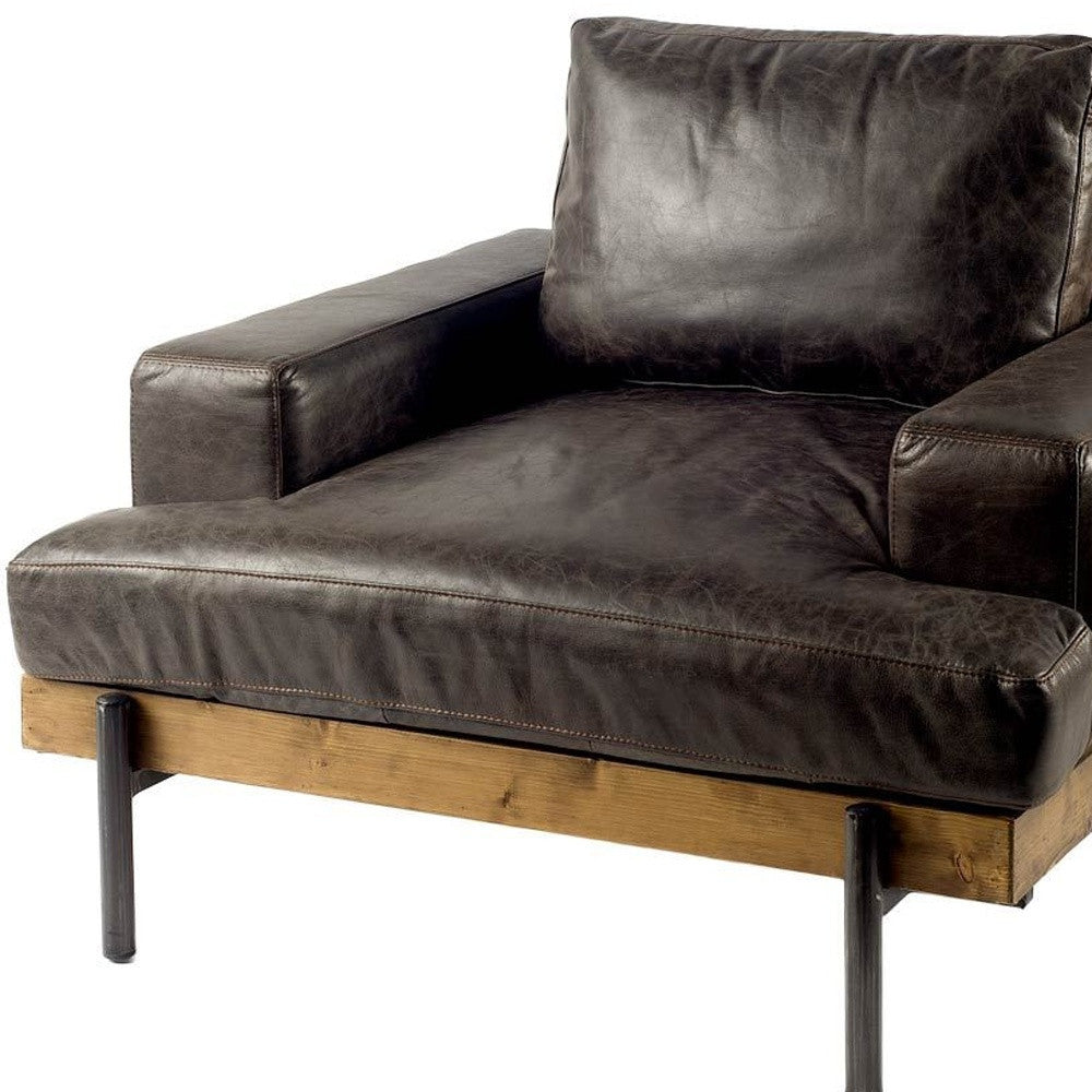 The Catawba – Black Faux Leather Distressed Club Chair