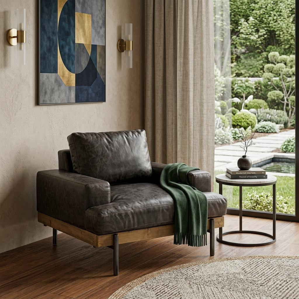 The Catawba – Black Faux Leather Distressed Club Chair