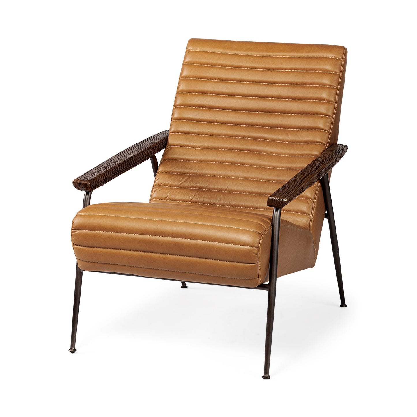 The Rowan – Tan & Black Faux Leather Tufted Lounge Chair