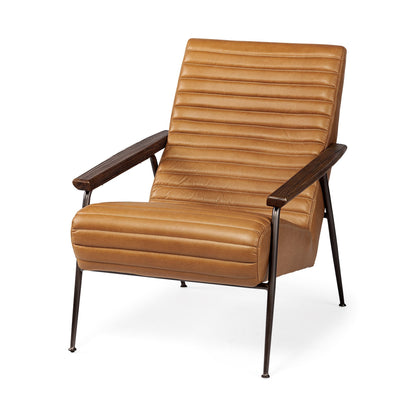 The Rowan – Tan & Black Faux Leather Tufted Lounge Chair