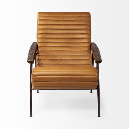 The Rowan – Tan & Black Faux Leather Tufted Lounge Chair