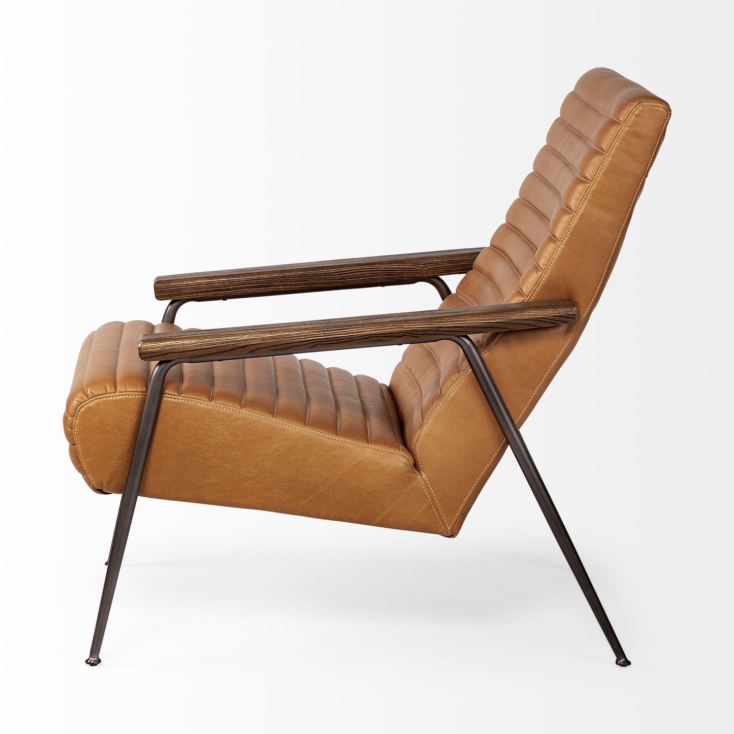 The Rowan – Tan & Black Faux Leather Tufted Lounge Chair