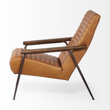 The Rowan – Tan & Black Faux Leather Tufted Lounge Chair